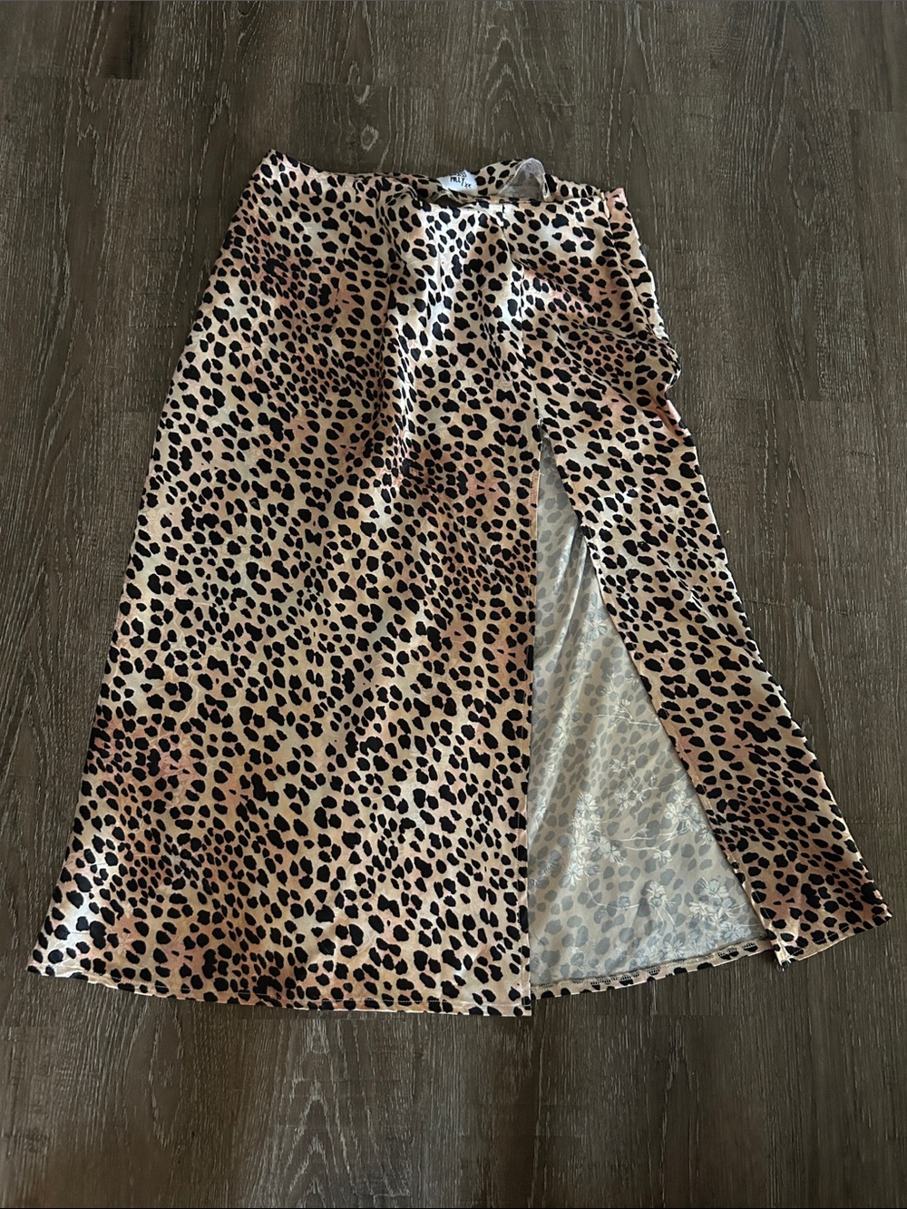 Princess Polly Leopard Print Satin Midi Skirt
